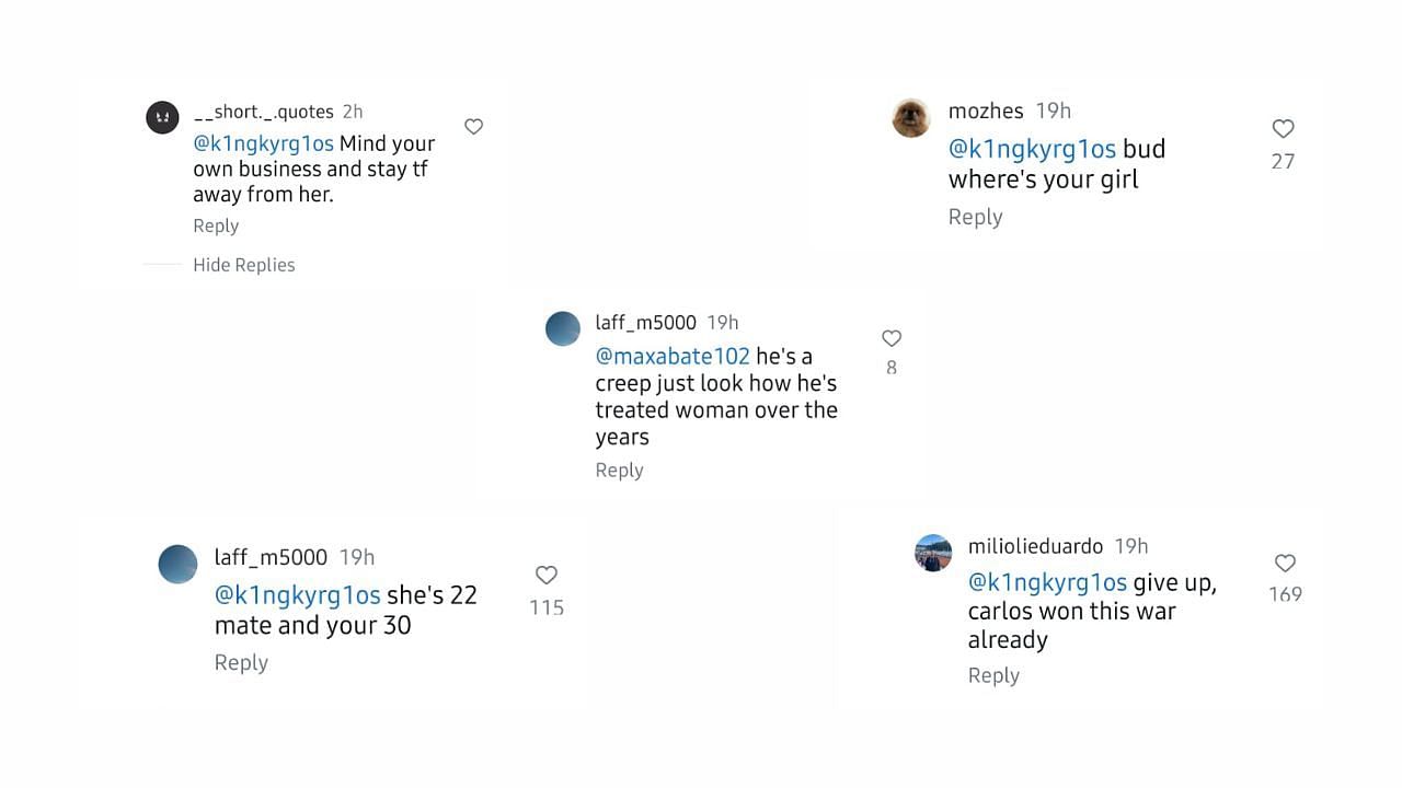 Reactions via Emma Raducanu's Instagram